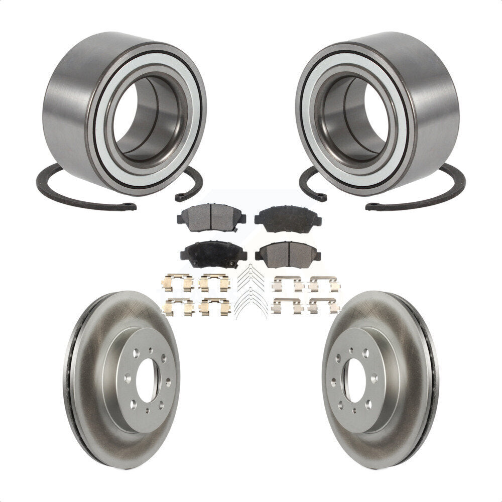 Front Wheel Bearing Coat Brake Rotor Pads Kit For 2004-2005 Honda Civic With 4 Lug Wheels KBB-124698