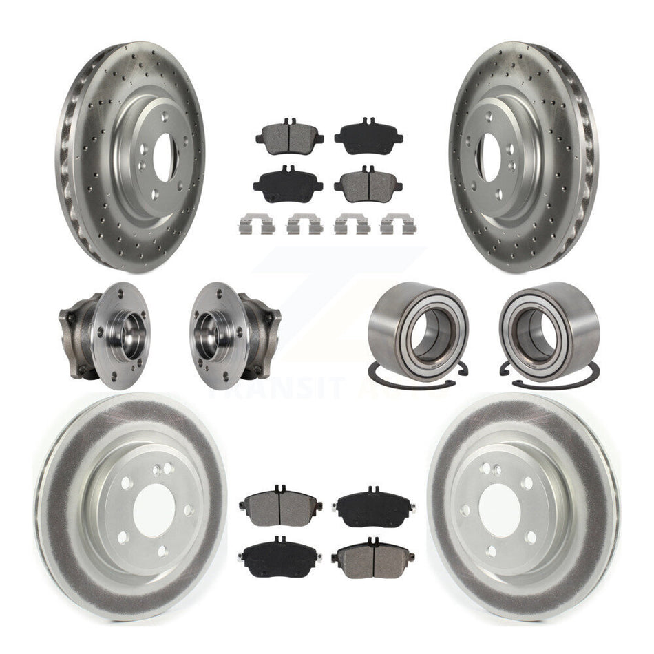 Front Rear Hub Bearing Coat Brake Rotor Pad Kit (10Pc) For 15-18 Mercedes-Benz CLA250 AWD KBB-124739