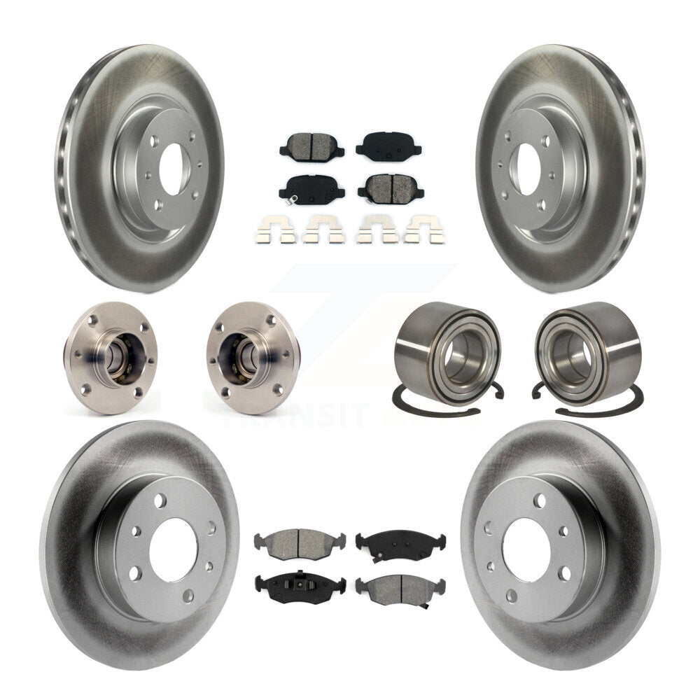 Front Rear Hub Bearing Assembly Coated Disc Brake Rotors And Pads Kit (10Pc) For Fiat 500 KBB-124749