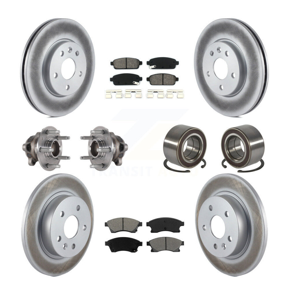 Front Rear Hub Bearing Coated Brake Rotor & Pads Kit (10Pc) For 2016-2017 Chevrolet Sonic KBB-124754