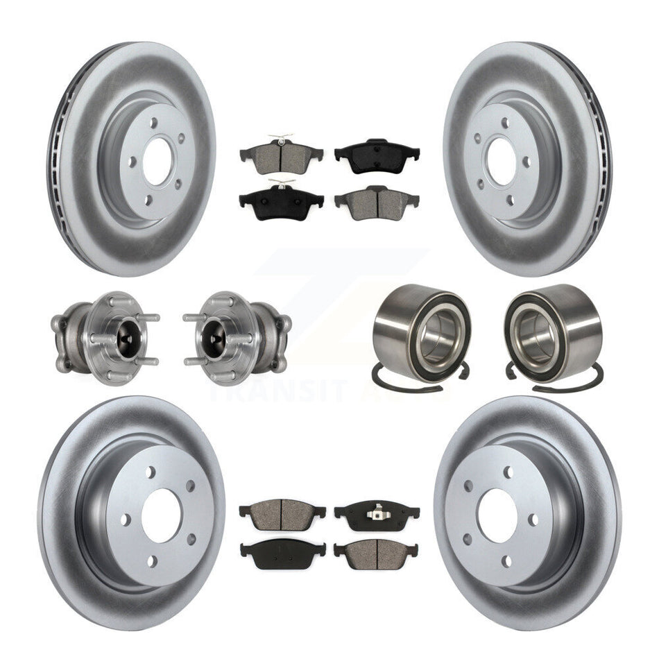 Front Rear Hub Bearing Coated Brake Rotor & Pads Kit (10Pc) For Ford Escape FWD with 2.0L KBB-124757
