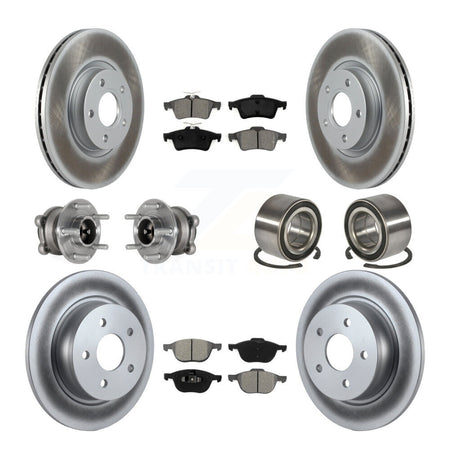 Front Rear Hub Bearing Coated Disc Brake Rotors And Pads Kit (10Pc) For Ford Escape C-Max KBB-124758