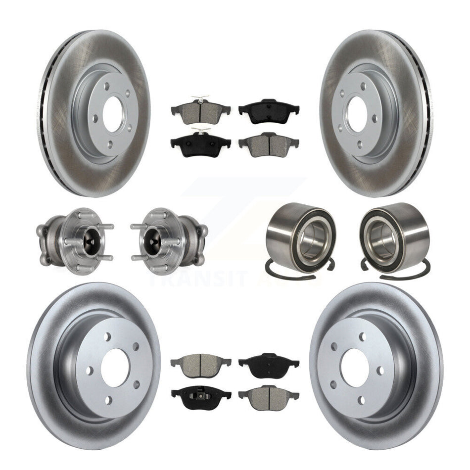 Front Rear Hub Bearing Coated Disc Brake Rotors And Pads Kit (10Pc) For Ford Escape C-Max KBB-124758