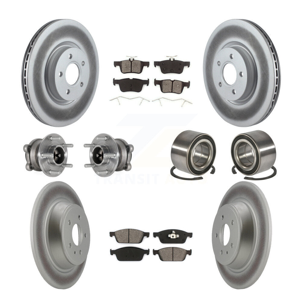 Front Rear Hub Bearing Coated Disc Brake Rotor Pad Kit (10Pc) For Ford Escape Lincoln MKC KBB-124759