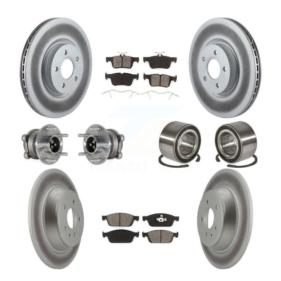 Front Rear Hub Bearing Coated Disc Brake Rotor Pad Kit (10Pc) For Ford Escape Lincoln MKC KBB-124759