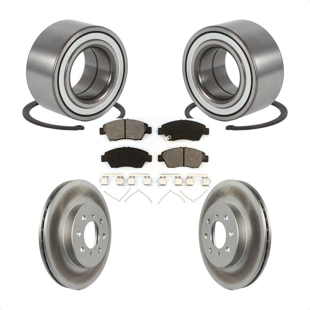 Front Wheel Bearing Coat Brake Rotor Pads Kit For 2004-2005 Honda Civic With 4 Lug Wheels KBB-124802