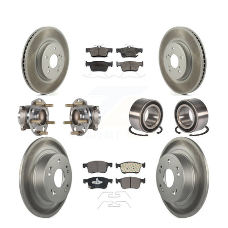 Front Rear Wheel Hub Bearing Coated Disc Brake Rotor And Pads Kit (10Pc) For Honda Accord KBB-124850