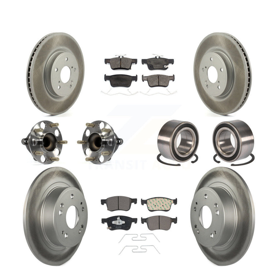 Front Rear Wheel Hub Bearing Coated Disc Brake Rotor And Pads Kit (10Pc) For Honda Accord KBB-124851