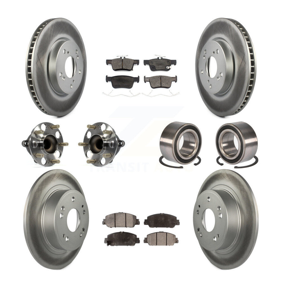 Front Rear Wheel Hub Bearing Coated Disc Brake Rotor And Pads Kit (10Pc) For Honda Accord KBB-124852