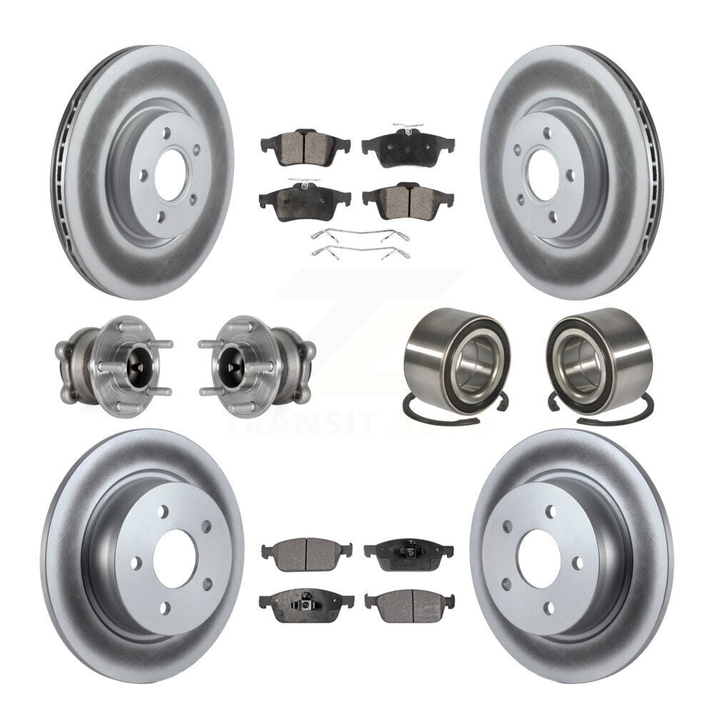 Front Rear Hub Bearing Coated Brake Rotor & Pads Kit (10Pc) For Ford Escape FWD with 2.0L KBB-124859