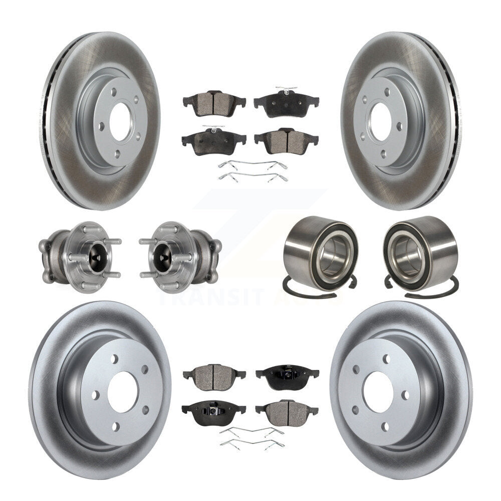 Front Rear Hub Bearing Coated Disc Brake Rotors And Pads Kit (10Pc) For Ford Escape C-Max KBB-124860