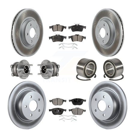 Front Rear Hub Bearing Coated Disc Brake Rotors And Pads Kit (10Pc) For Ford Escape C-Max KBB-124860