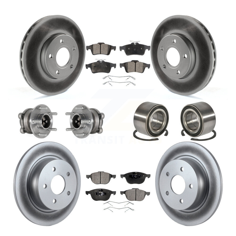 Front Rear Hub Bearing Coat Brake Rotor Pad Kit (10Pc) For Ford C-Max With Parking Assist KBB-124861