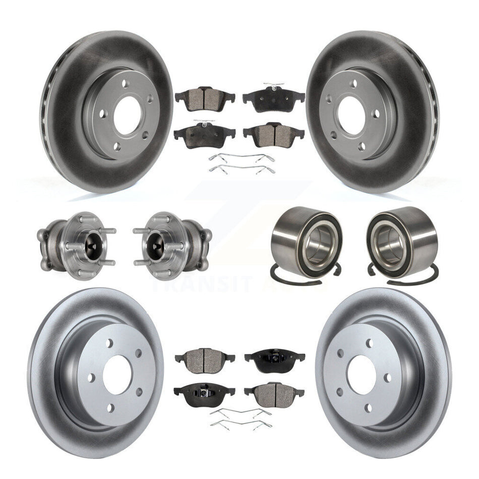 Front Rear Hub Bearing Coat Brake Rotor Pad Kit (10Pc) For Ford C-Max With Parking Assist KBB-124861