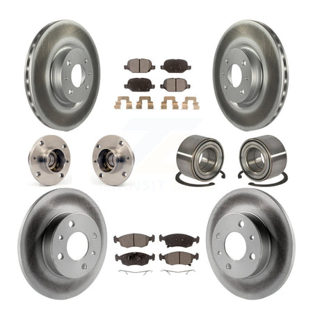 Front Rear Hub Bearings Coated Disc Brake Rotors And Ceramic Pads Kit (10Pc) For Fiat 500 KBB-124899