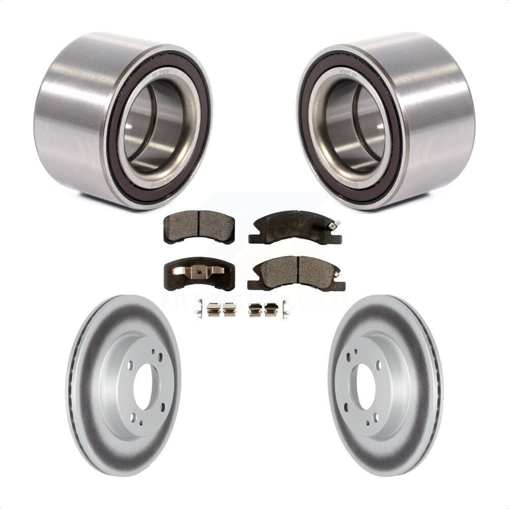 Front Wheel Bearing Coated Disc Brake Rotor & Pads Kit For 2017-2022 Mitsubishi Mirage G4 KBB-124909