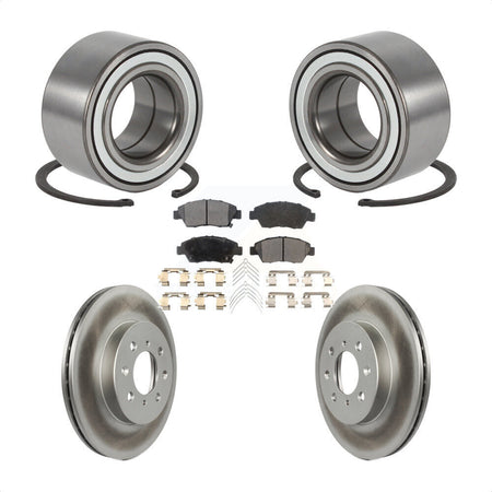 Front Wheel Bearing Coat Brake Rotor Pads Kit For 2004-2005 Honda Civic With 4 Lug Wheels KBB-124923