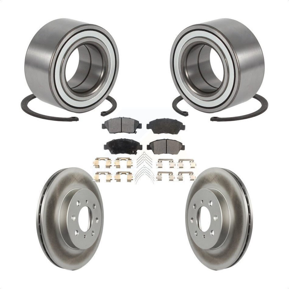 Front Wheel Bearing Coat Brake Rotor Pads Kit For 2004-2005 Honda Civic With 4 Lug Wheels KBB-124923