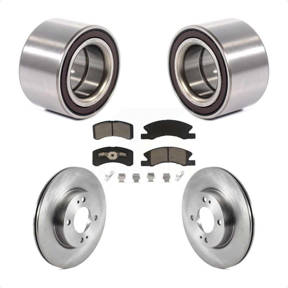 Front Wheel Bearing Disc Brake Rotors And Pads Kit For 2017-2022 Mitsubishi Mirage G4 KBB-124962