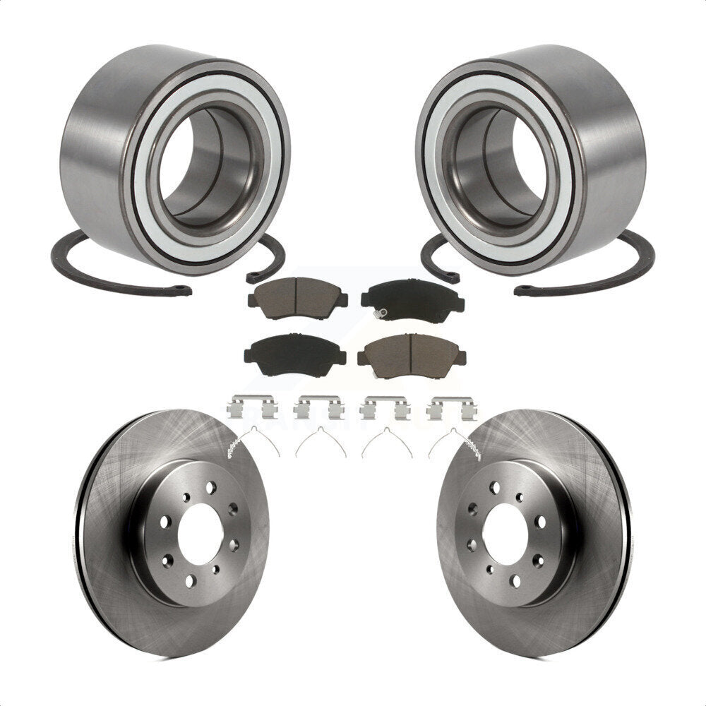 Front Wheel Bearing Brake Rotor & Pads Kit For 2004-2005 Honda Civic Si With 4 Lug Wheels KBB-124985