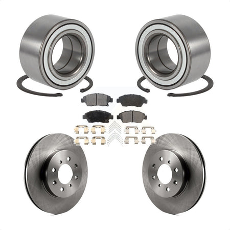 Front Wheel Bearing Brake Rotor & Pads Kit For 2004-2005 Honda Civic Si With 4 Lug Wheels KBB-124999