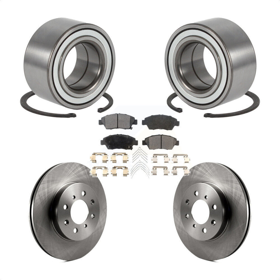 Front Wheel Bearing Brake Rotor & Pads Kit For 2004-2005 Honda Civic Si With 4 Lug Wheels KBB-124999