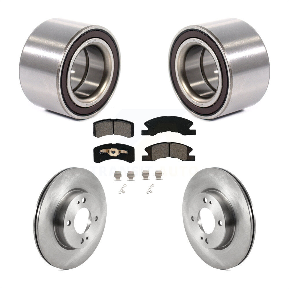 Front Wheel Bearing Disc Brake Rotors And Pads Kit For 2017-2022 Mitsubishi Mirage G4 KBB-125027