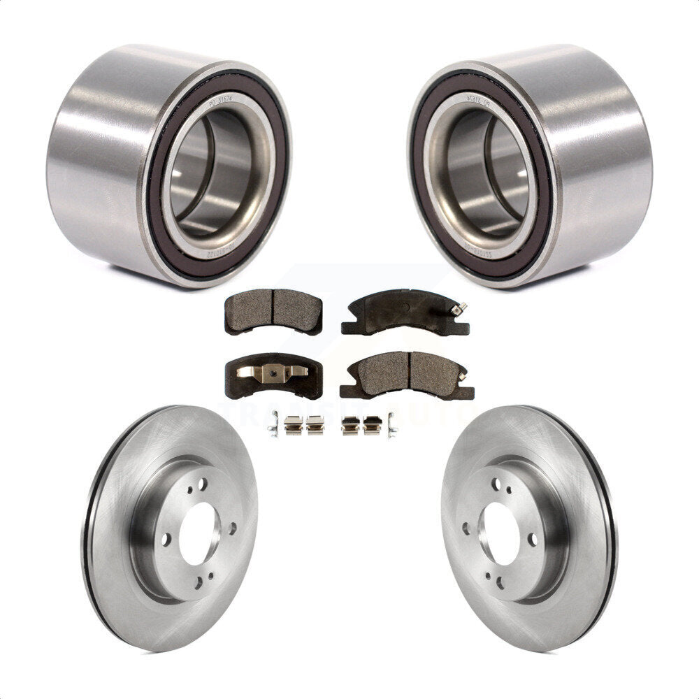 Front Wheel Bearing Disc Brake Rotors And Pads Kit For 2017-2022 Mitsubishi Mirage G4 KBB-125070