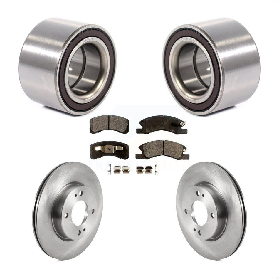 Front Wheel Bearing Disc Brake Rotors And Pads Kit For 2017-2022 Mitsubishi Mirage G4 KBB-125070