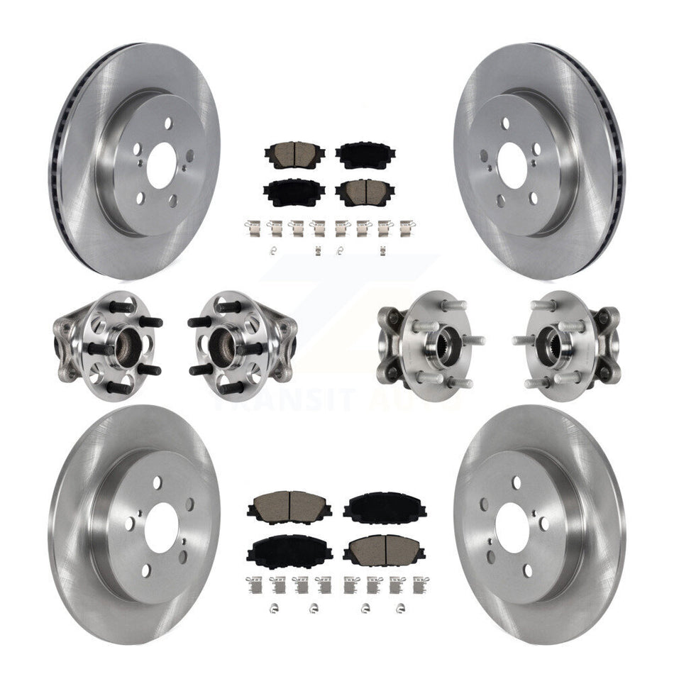 Front Rear Hub Bearings Disc Brake Rotors And Ceramic Pads Kit (10Pc) For Toyota Corolla KBB-125100