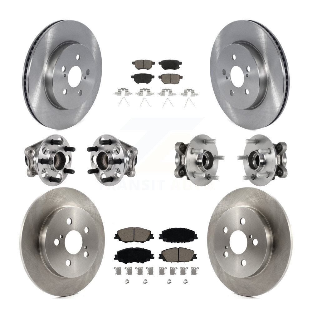 Front Rear Hub Bearing Disc Brake Rotor & Pad Kit (10Pc) For 2020-2022 Toyota Prius Prime KBB-125101
