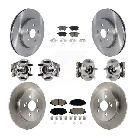 Front Rear Hub Bearing Disc Brake Rotor & Pad Kit (10Pc) For 2020-2022 Toyota Prius Prime KBB-125101