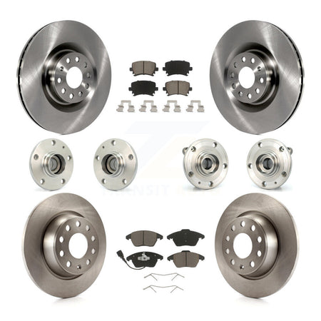 Front Rear Hub Bearings Disc Brake Rotors And Ceramic Pads Kit (10Pc) For Volkswagen CC KBB-125102