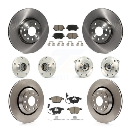 Front Rear Hub Bearings Disc Brake Rotors And Ceramic Pads Kit (10Pc) For Volkswagen CC KBB-125104