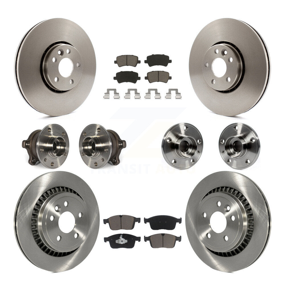 Front Rear Hub Bearings Disc Brake Rotors And Pads Kit (10Pc) For 2017 Volvo XC60 AWD KBB-125116