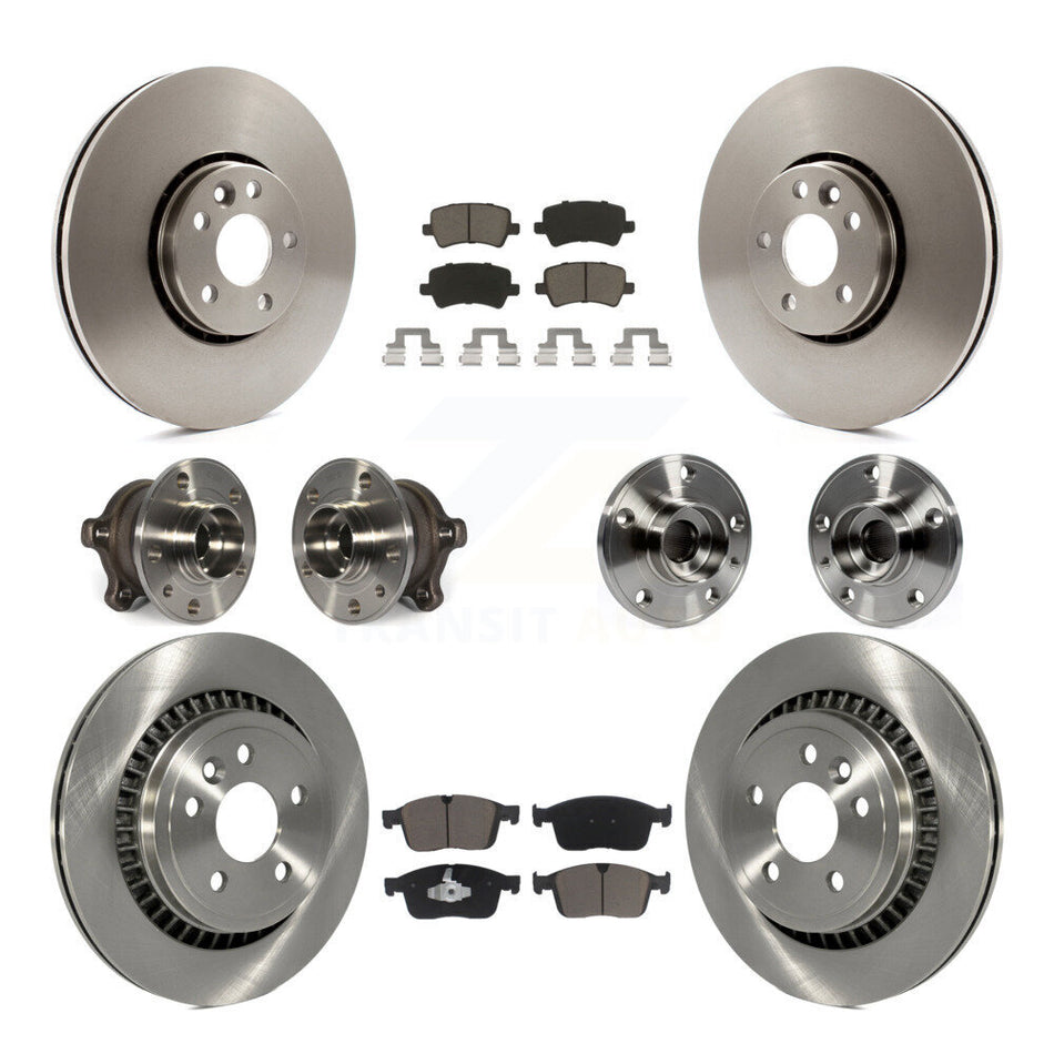 Front Rear Hub Bearings Disc Brake Rotors And Pads Kit (10Pc) For 2017 Volvo XC60 AWD KBB-125116