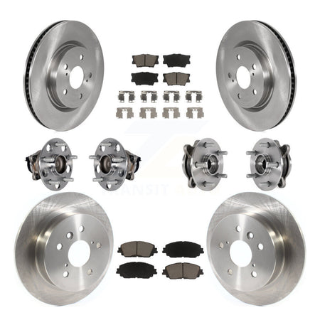 Front Rear Hub Bearings Disc Brake Rotors And Ceramic Pads Kit (10Pc) For Toyota Camry KBB-125117