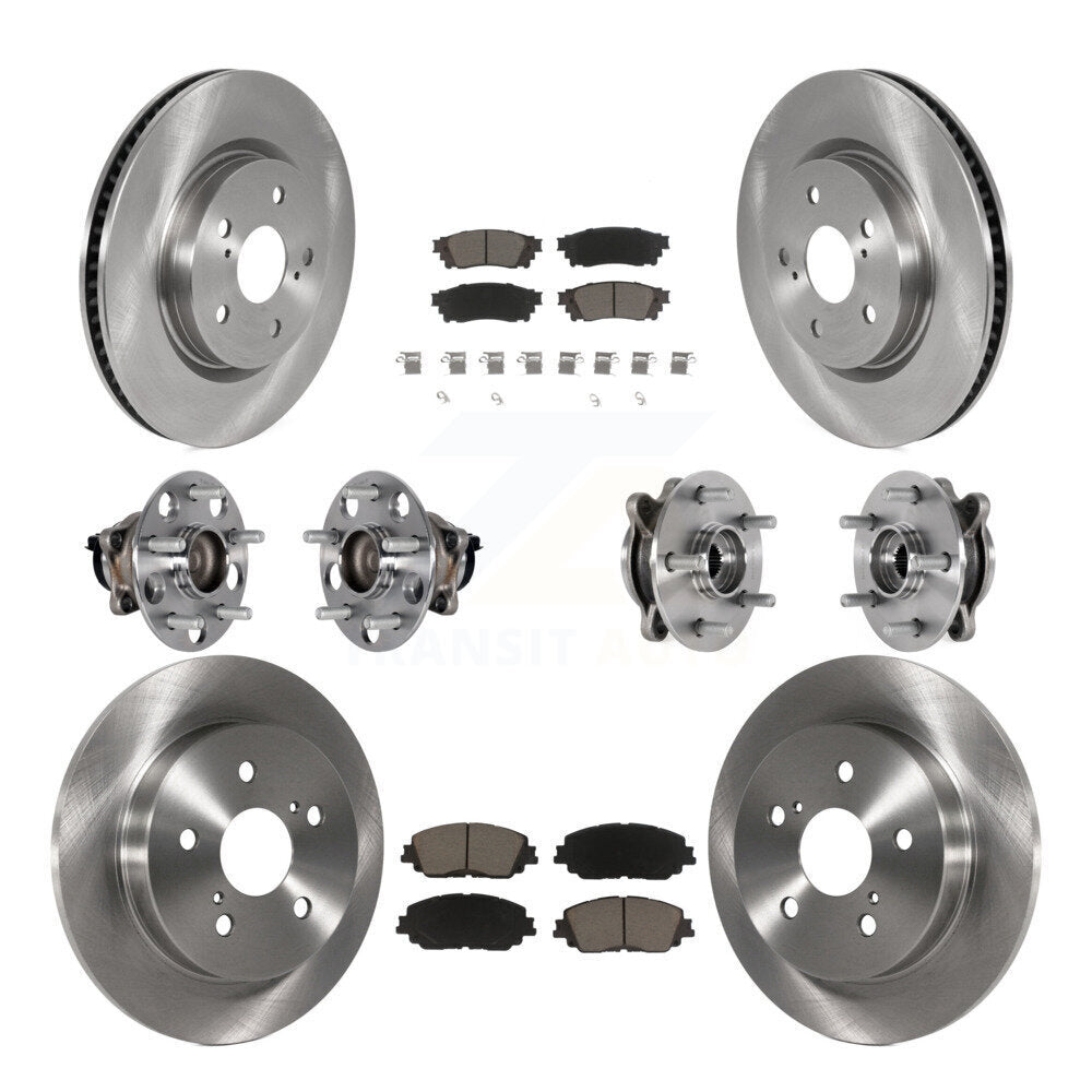 Front Rear Hub Bearings Disc Brake Rotors And Ceramic Pads Kit (10Pc) For Toyota Camry KBB-125119