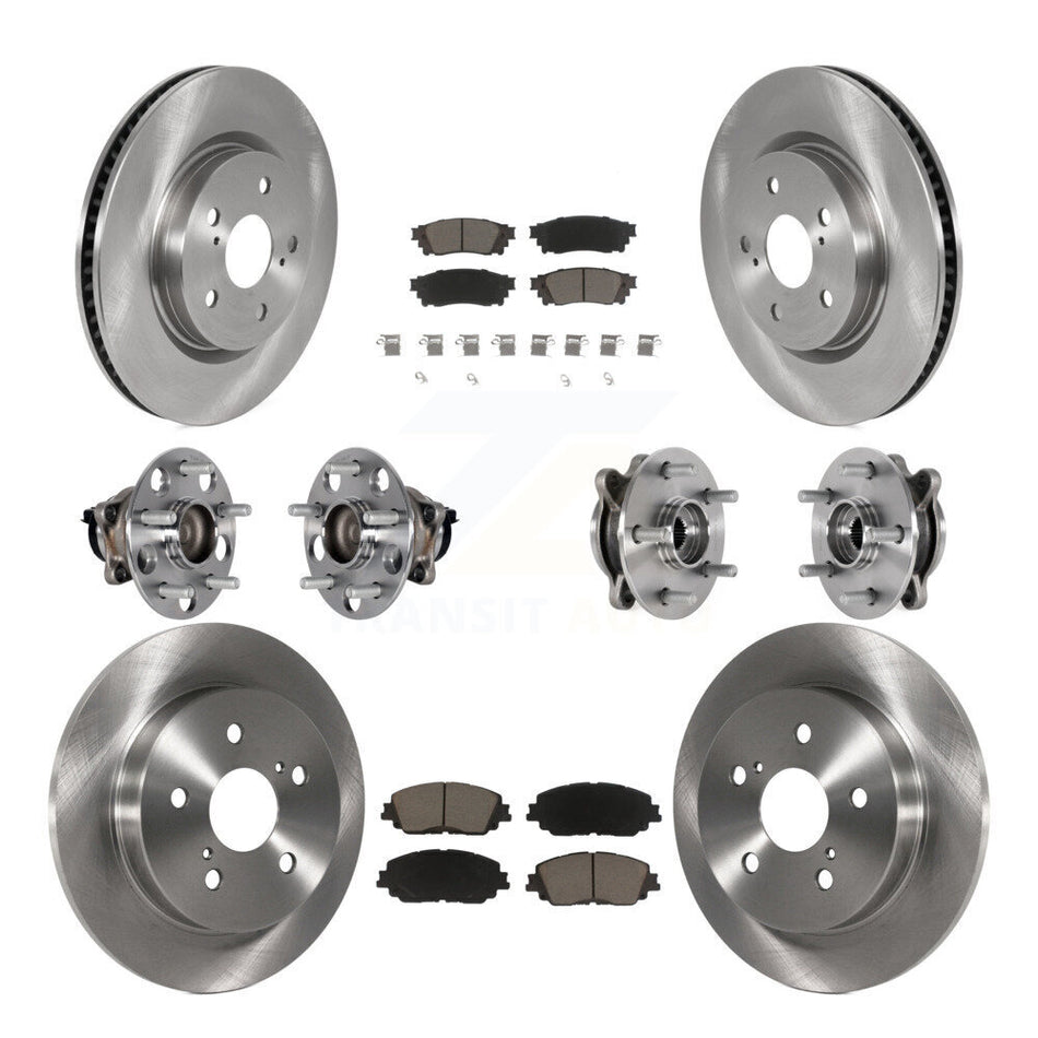 Front Rear Hub Bearings Disc Brake Rotors And Ceramic Pads Kit (10Pc) For Toyota Camry KBB-125119