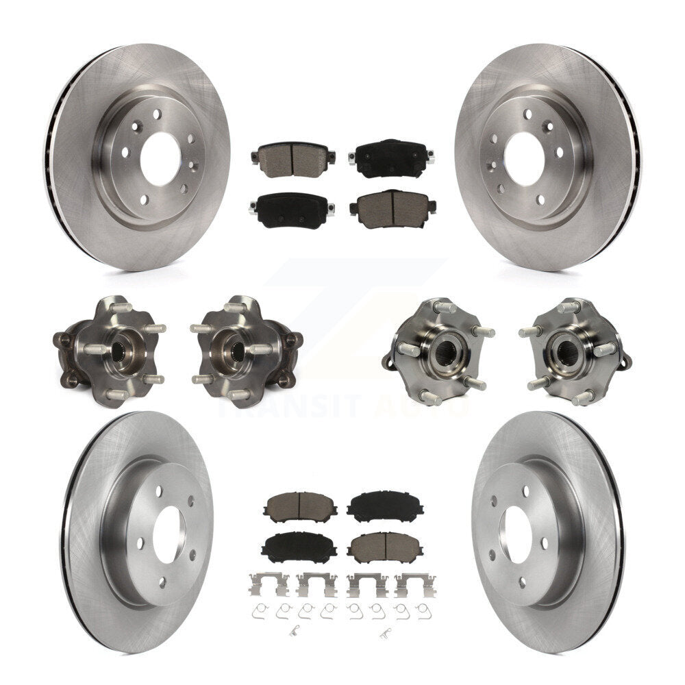 Front Rear Hub Bearing Disc Brake Rotor And Pad Kit (10Pc) For Nissan Rogue Sport Qashqai KBB-125125