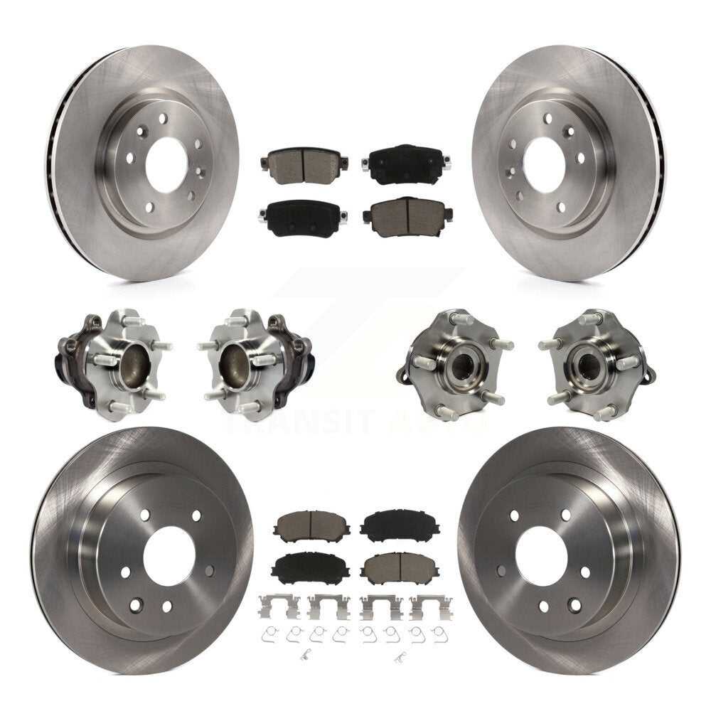 Front Rear Hub Bearing Brake Rotor Pads Kit (10Pc) For 2019 Nissan Rogue Sport S with FWD KBB-125128