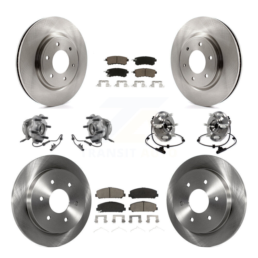 Front Rear Hub Bearing Brake Rotor Pads Kit (10Pc) For Nissan Armada AWD With Solid KBB-125131