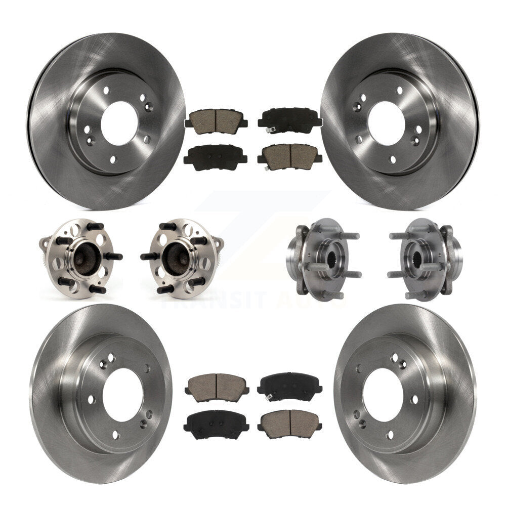 Front Rear Hub Bearings Disc Brake Rotors And Pads Kit (10Pc) For 2017 Hyundai Elantra GT KBB-125139