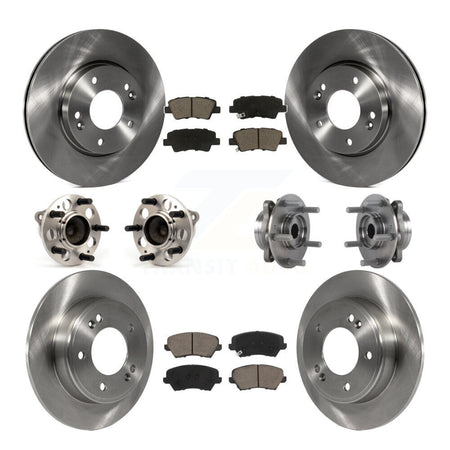 Front Rear Hub Bearings Disc Brake Rotors And Pads Kit (10Pc) For 2017 Hyundai Elantra GT KBB-125139