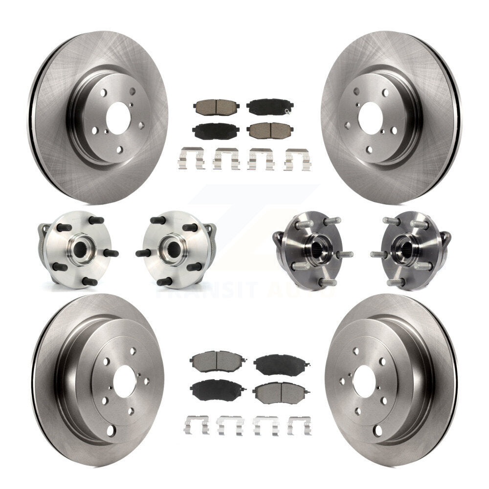 Front Rear Hub Bearing Disc Brake Rotor & Pads Kit (10Pc) For 2006-2007 Subaru B9 Tribeca KBB-125170