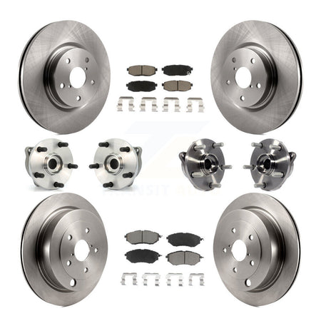 Front Rear Hub Bearing Disc Brake Rotor & Pads Kit (10Pc) For 2006-2007 Subaru B9 Tribeca KBB-125170