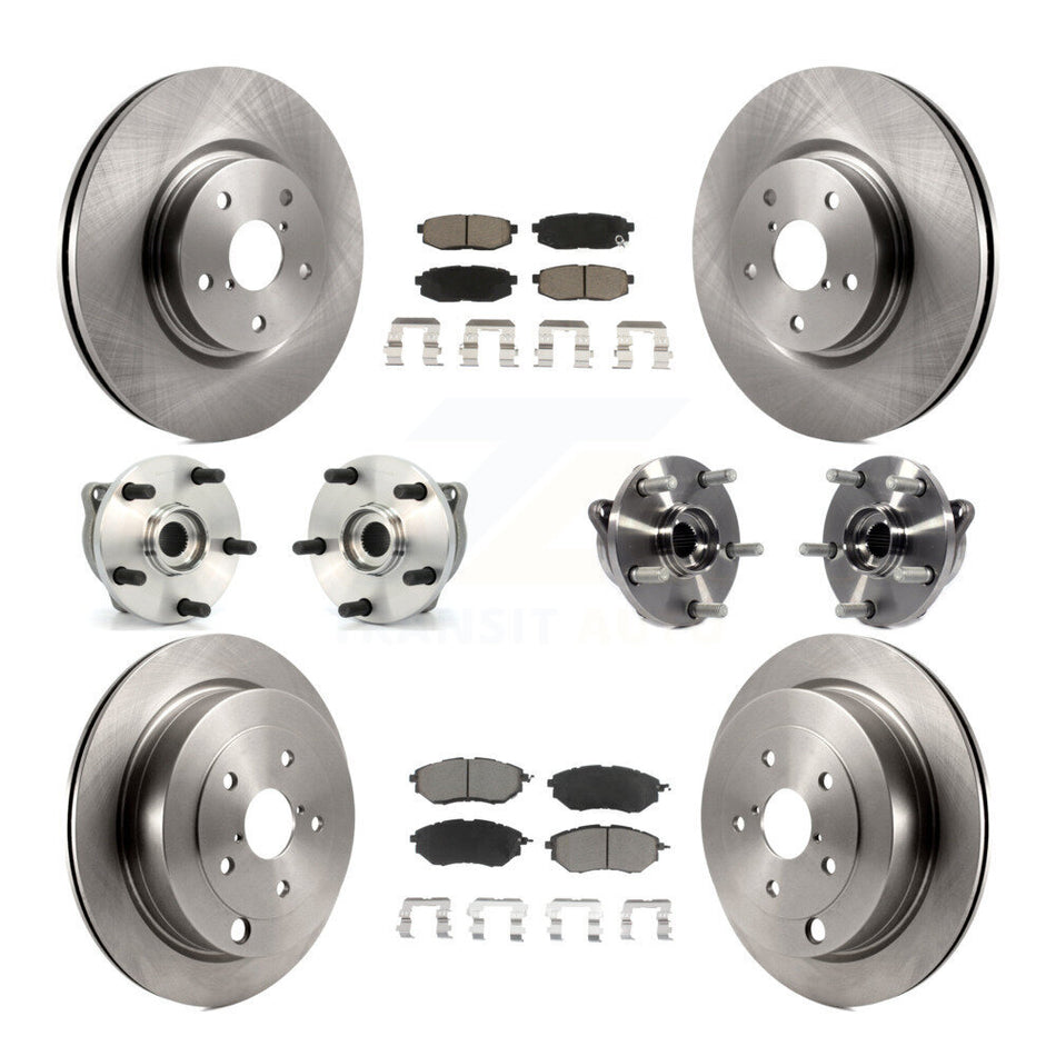 Front Rear Hub Bearing Disc Brake Rotor & Pads Kit (10Pc) For 2006-2007 Subaru B9 Tribeca KBB-125170