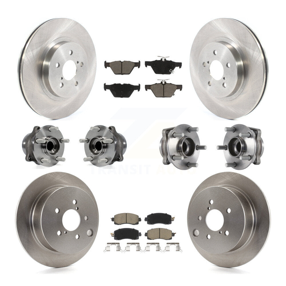 Front Rear Hub Bearing Brake Rotor & Pads Kit (10Pc) For 2020 Subaru Crosstrek GAS engine KBB-125172