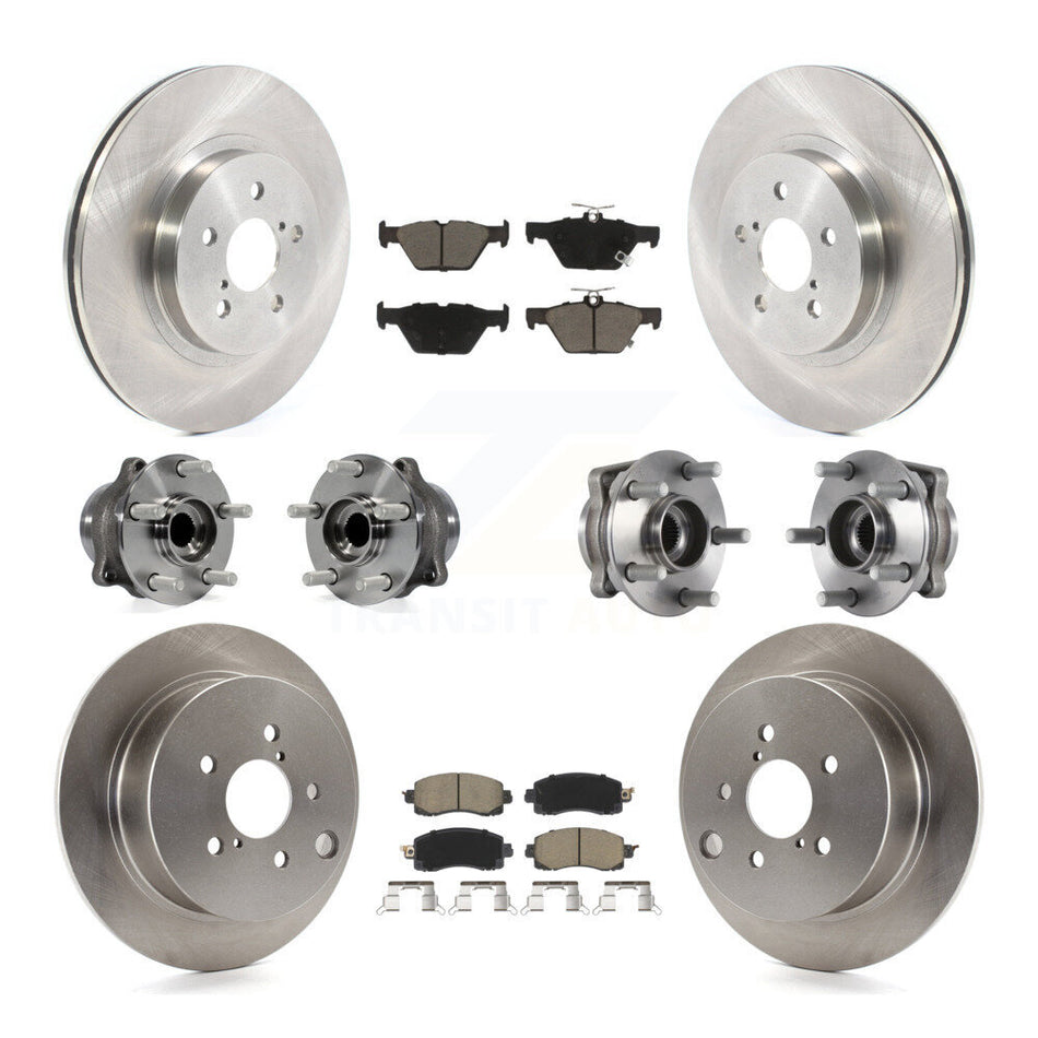Front Rear Hub Bearing Brake Rotor & Pads Kit (10Pc) For 2020 Subaru Crosstrek GAS engine KBB-125172