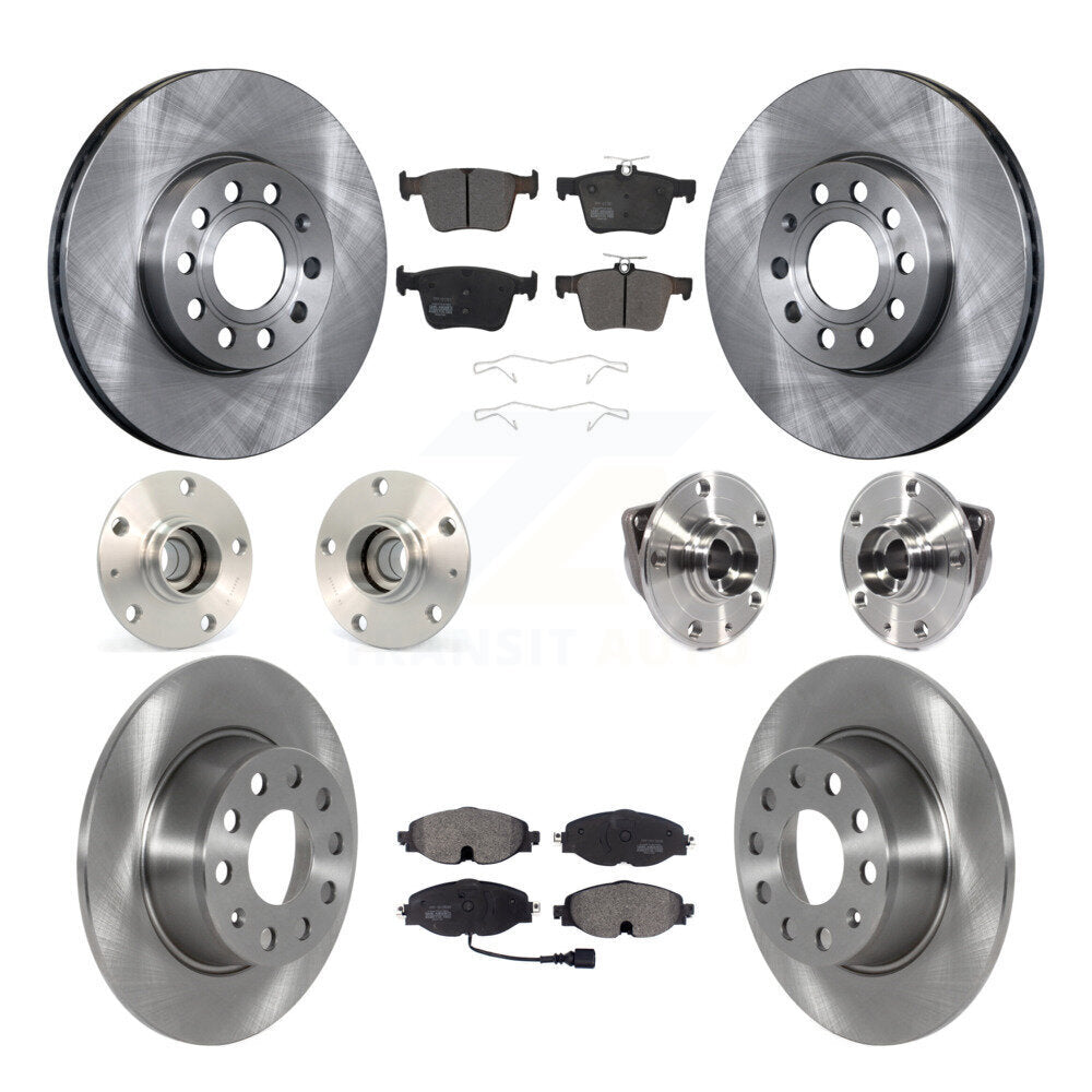 Front Rear Hub Bearing Brake Rotor And Pad Kit (10Pc) For 2019-2021 Volkswagen Jetta 1.4L KBB-125188